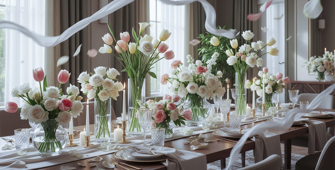 تنسيق زهور الطاولات